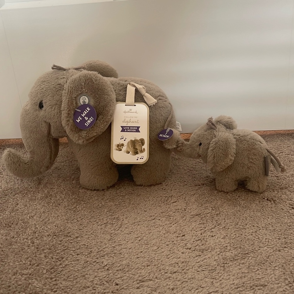 Big and Little Elephant Singing Stuffed Animals With Motion